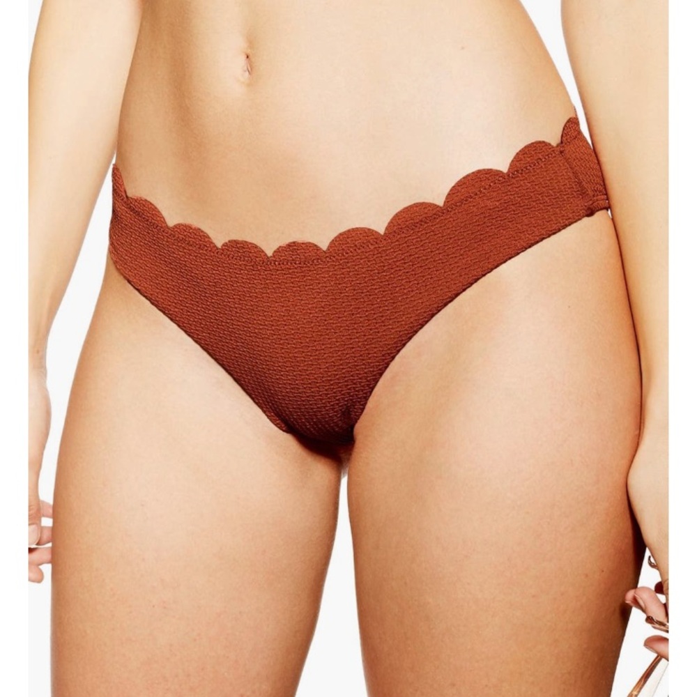 Women’s Topshop Scalloped Edge Bikini Bottom In Size 4 Medium, Color Rust